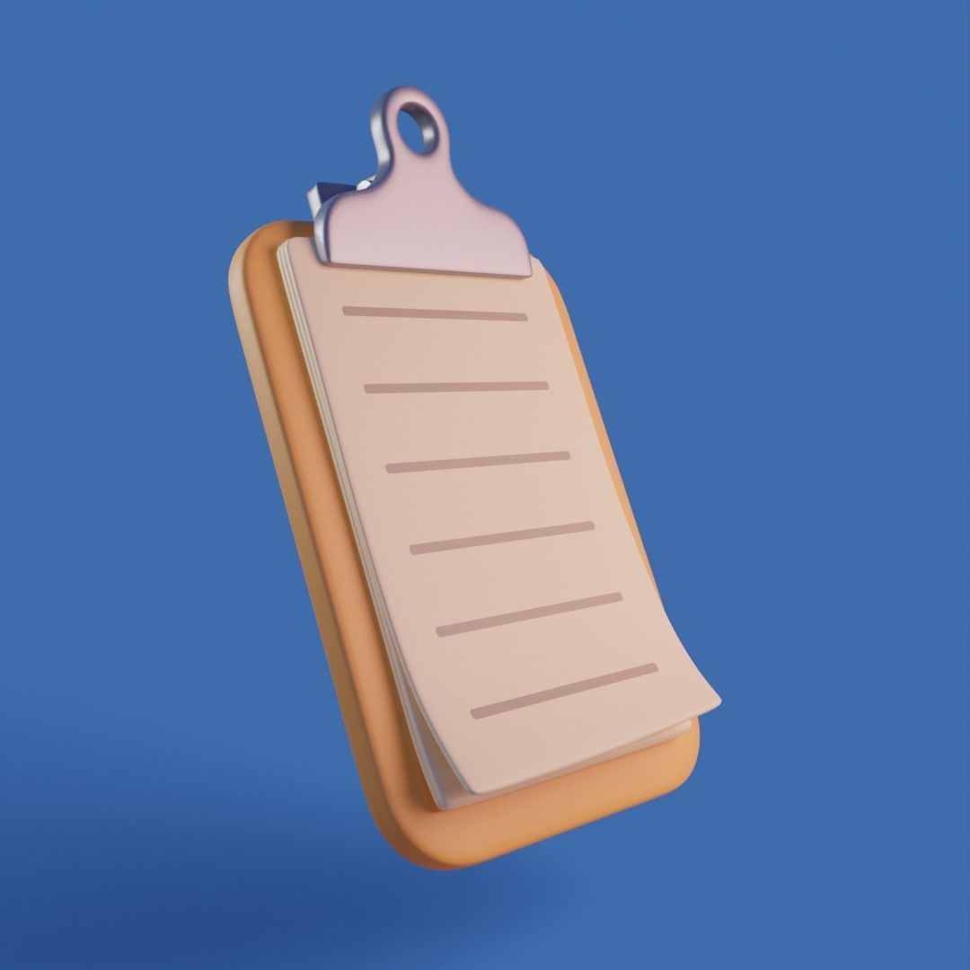 Cartoon clipboard Low-poly 3D model_7