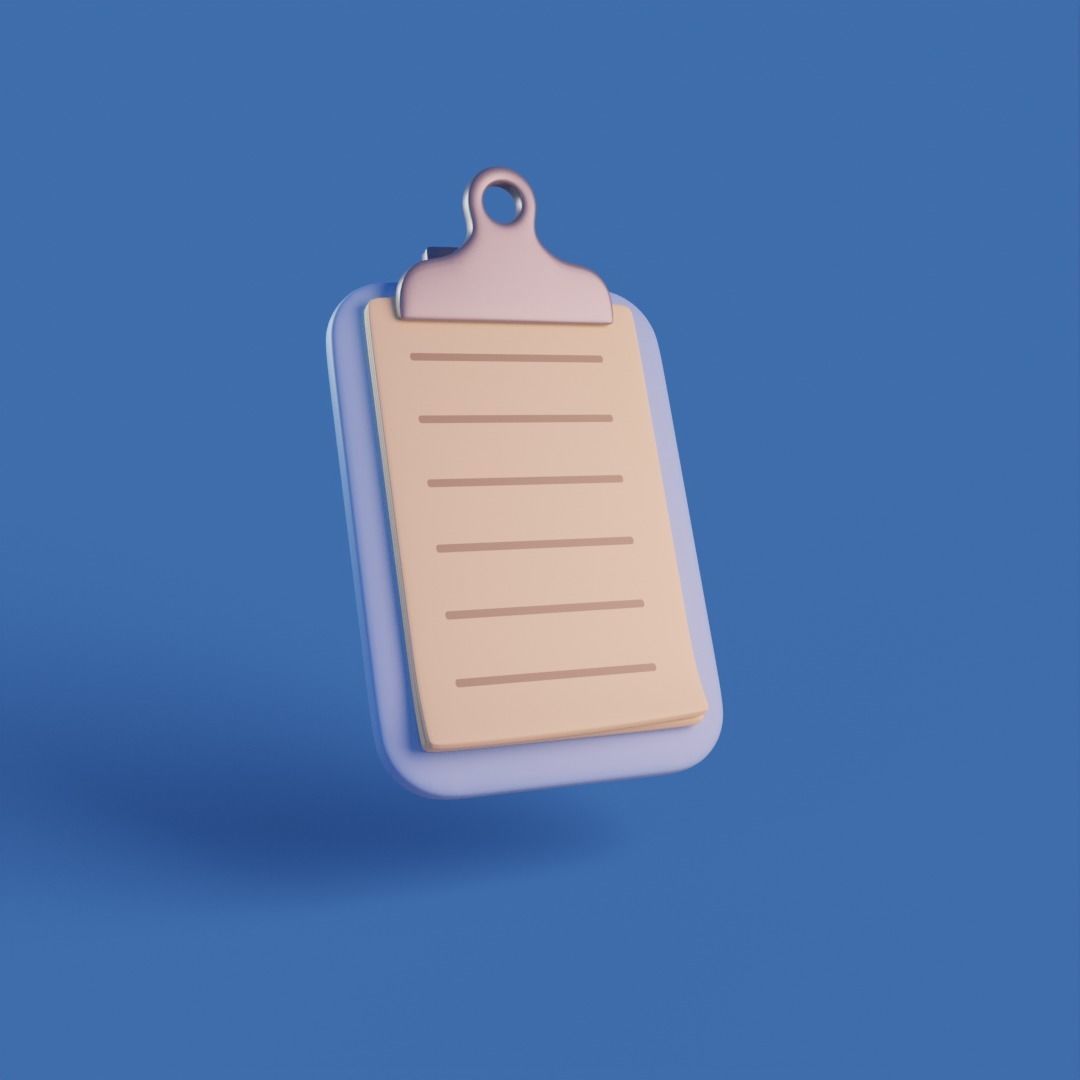 Cartoon clipboard Low-poly 3D model_4