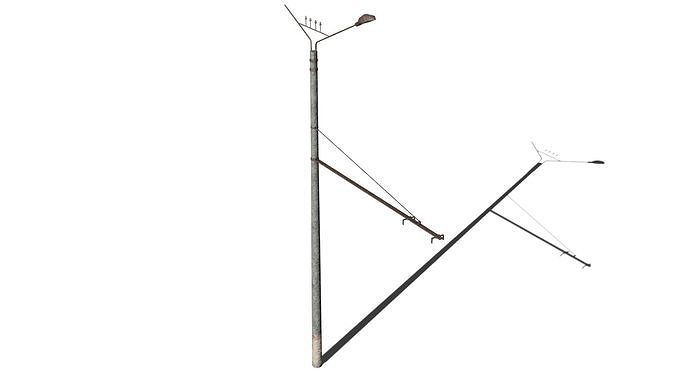 Old Trolleybus Power Line Low-poly 3D model