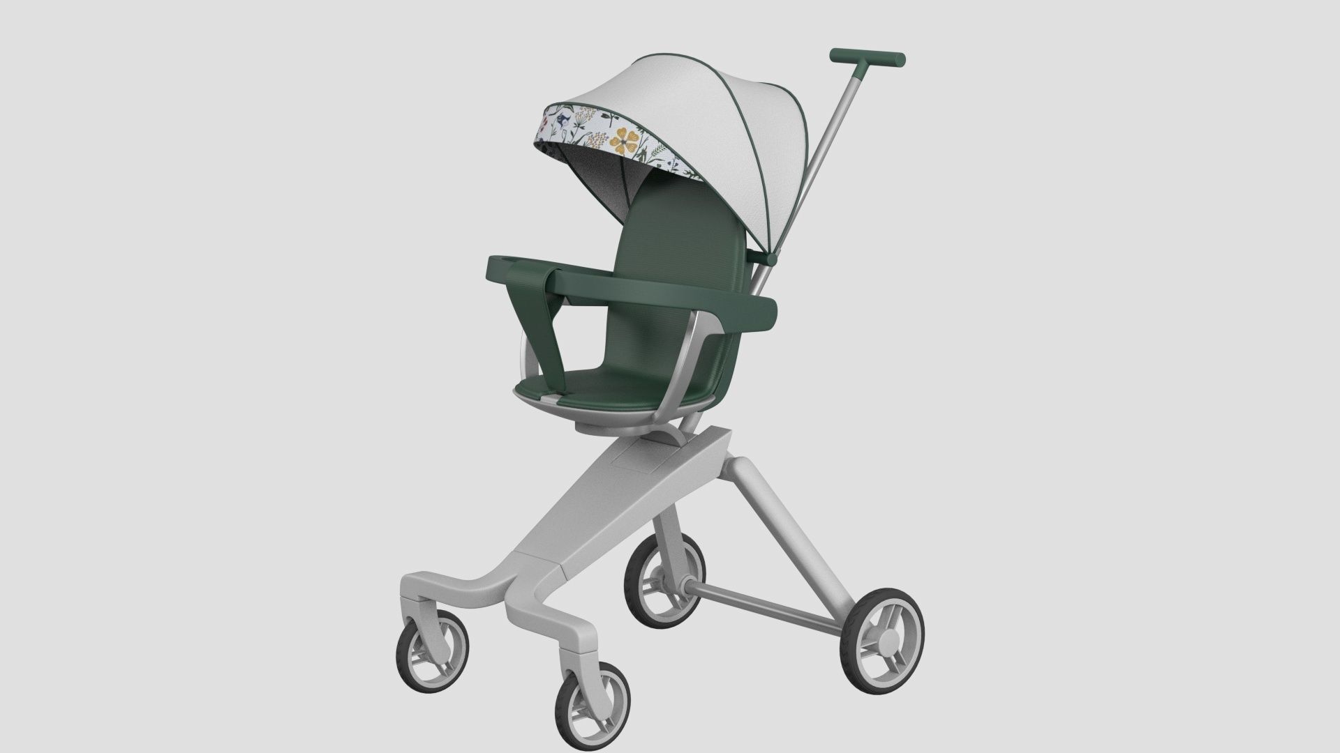 Sitting Baby Umbrella Stroller 3D model_2