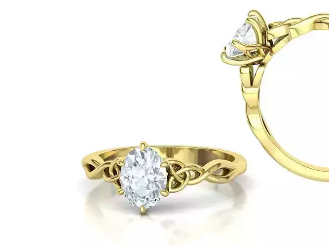 Knot Engagement Ring 1ct Oval stone setting 3dmodel