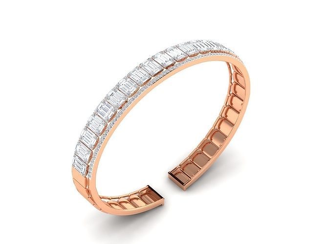 Bracelet - 6 rose gold bangle with diamonds 3D print model