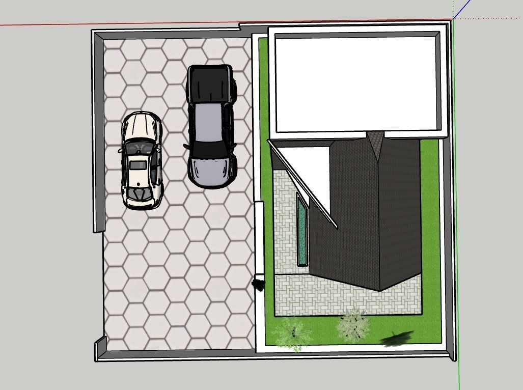 a sketchup model house with car 3D model_2