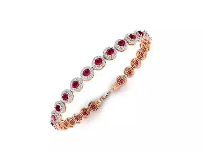 Bracelet - 1 ruby and diamond 3D print model