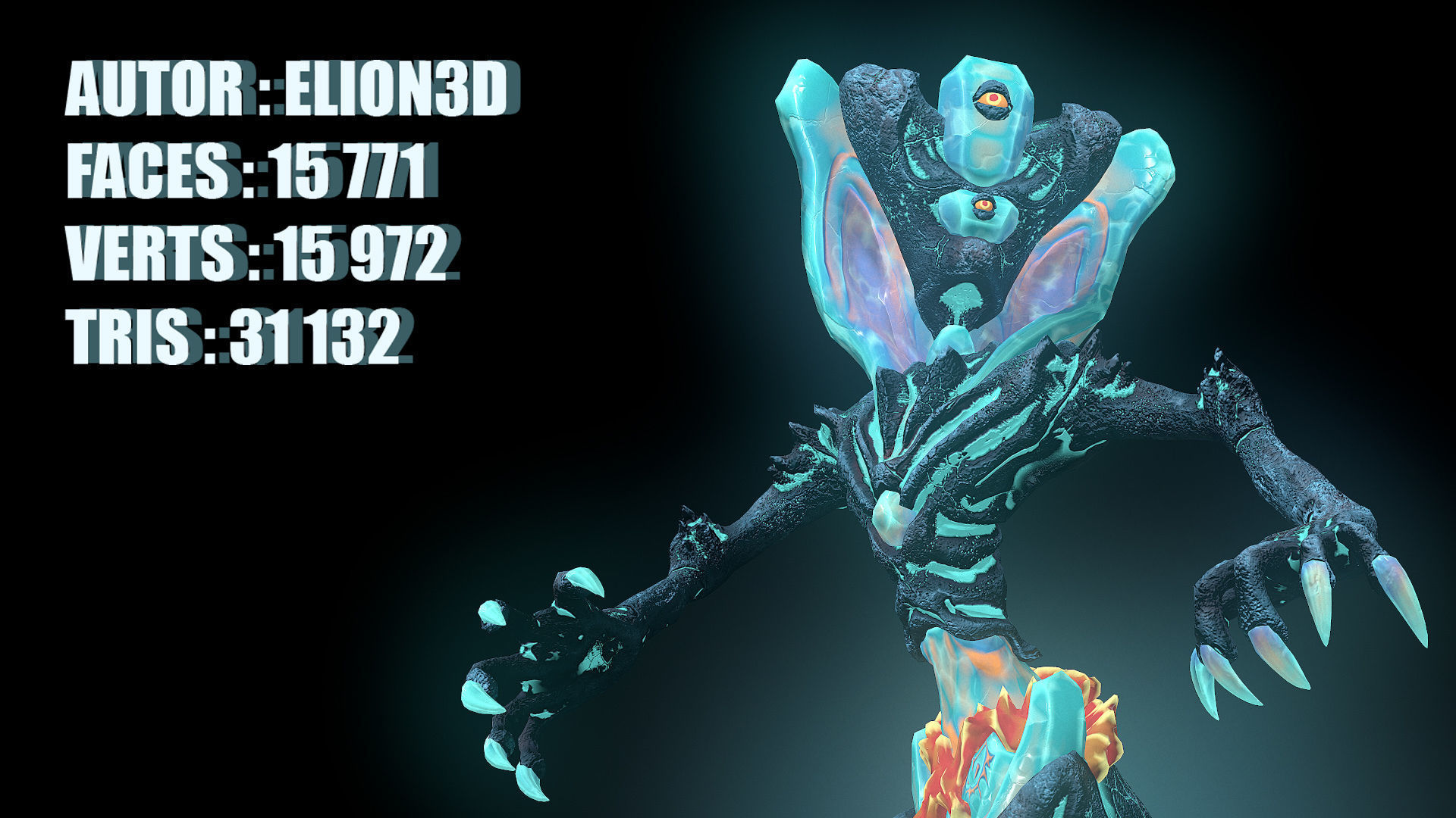 Monster Crystal Naga Low Poly Model Low-poly 3D model_3