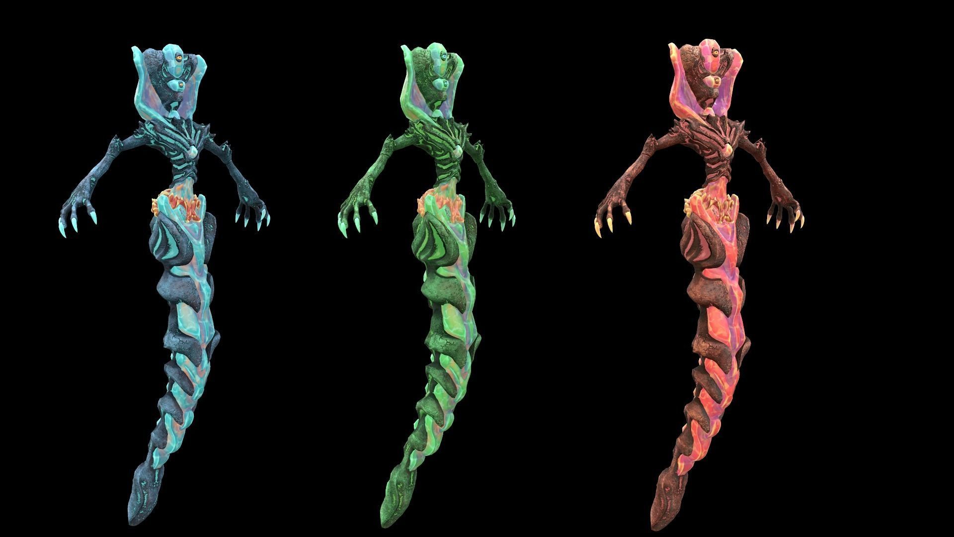 Monster Crystal Naga Low Poly Model Low-poly 3D model_4