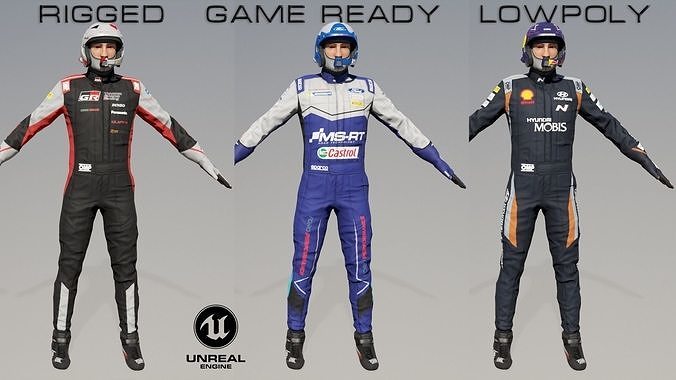 Rally Pilot  Low-poly 3D model