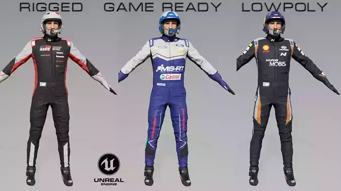 Rally Pilot  Low-poly 3D model