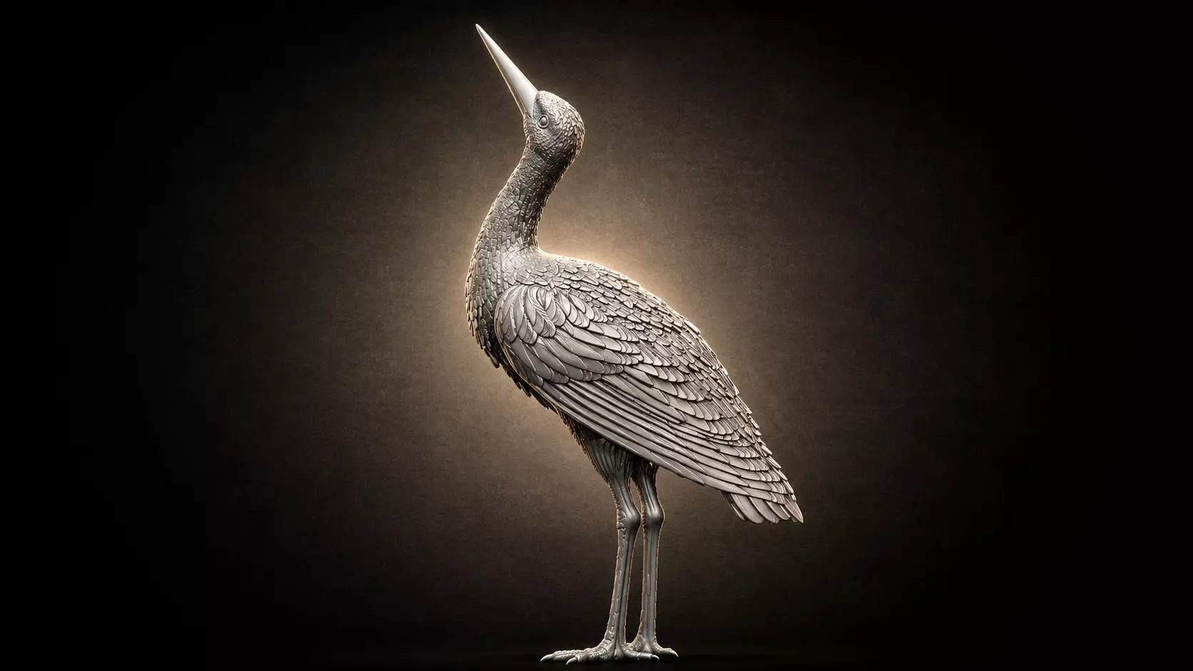 stork bronze heron statue 3D print model