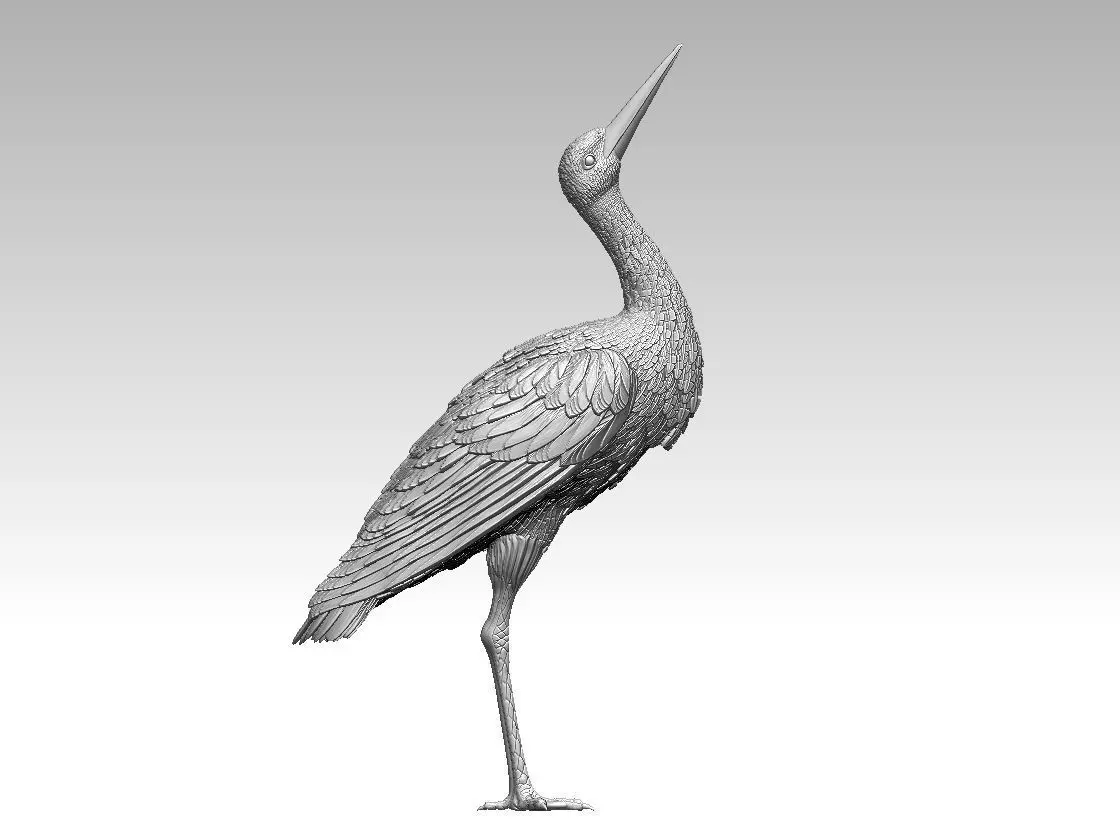 stork bronze heron statue 3D print model