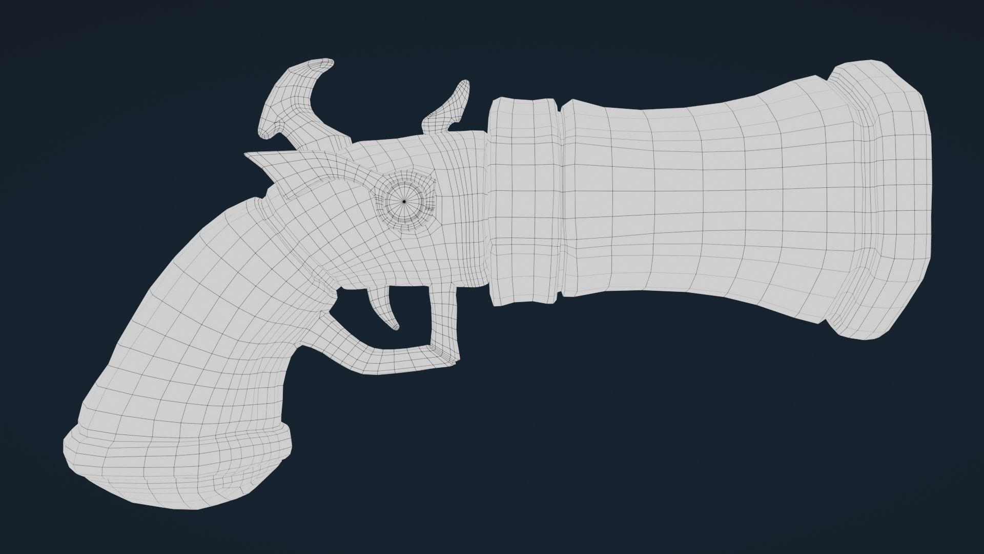 Stylized Hand Cannon  Low-poly 3D model_12