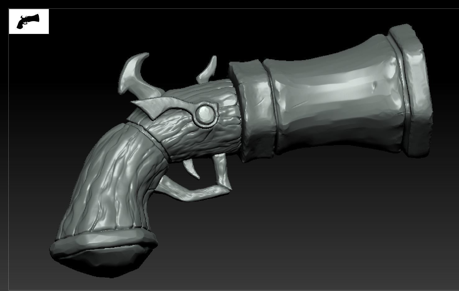 Stylized Hand Cannon  Low-poly 3D model_65