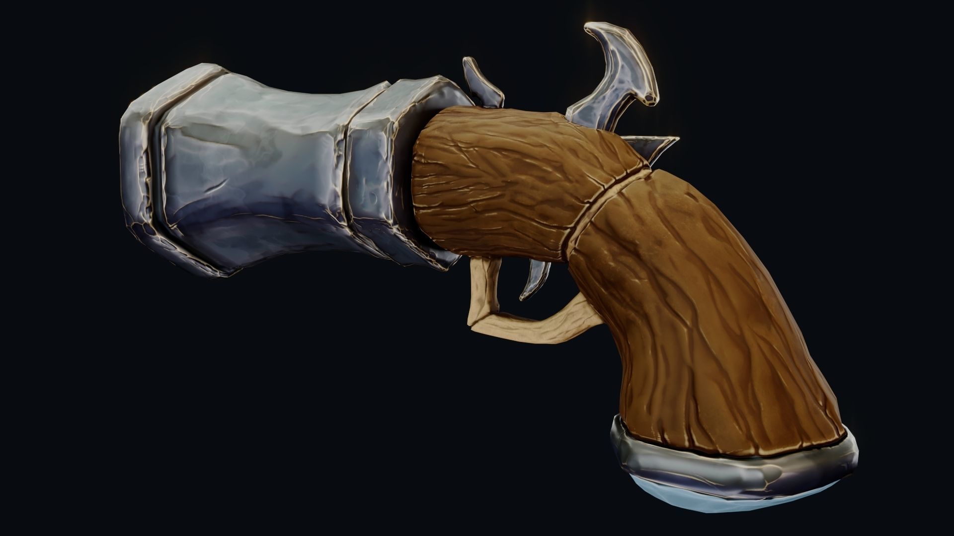 Stylized Hand Cannon  Low-poly 3D model_27