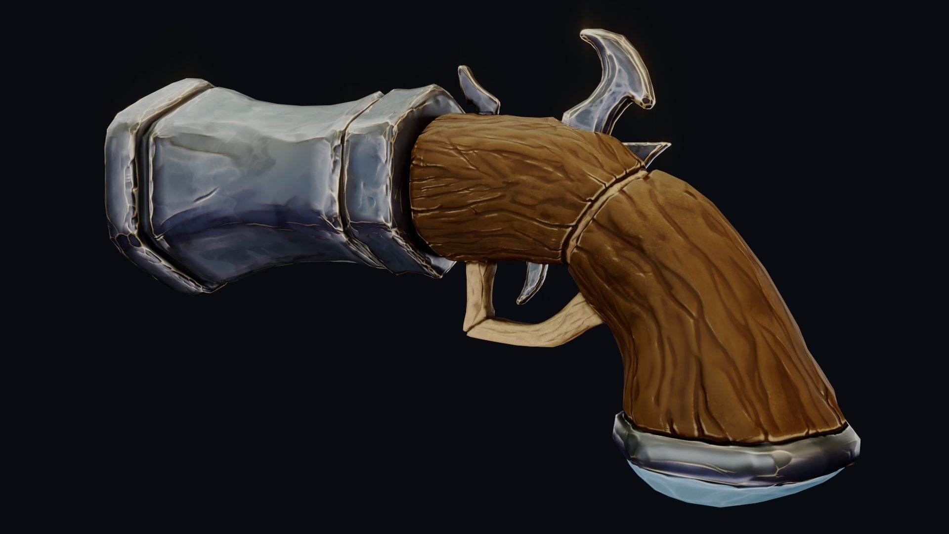 Stylized Hand Cannon  Low-poly 3D model_29