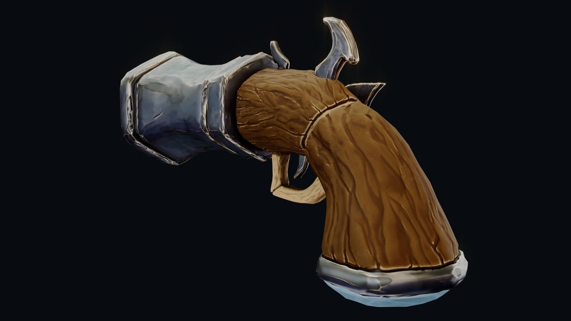Stylized Hand Cannon  Low-poly 3D model_25