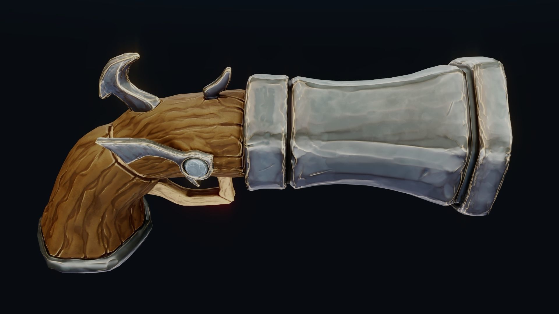 Stylized Hand Cannon  Low-poly 3D model_13