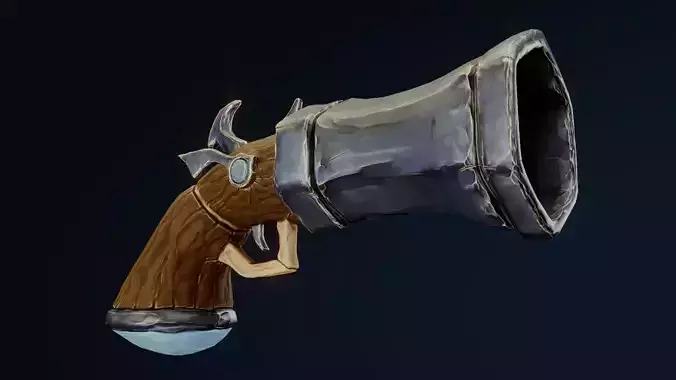 Stylized Hand Cannon  Low-poly 3D model