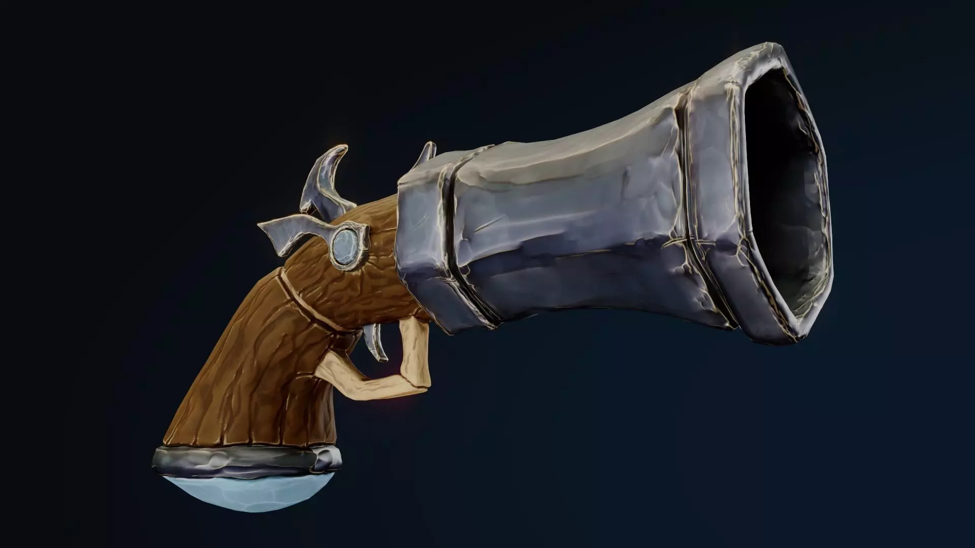 Stylized Hand Cannon  Low-poly 3D model_0