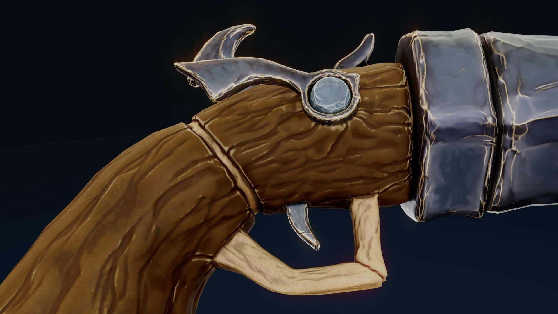 Stylized Hand Cannon  Low-poly 3D model_41