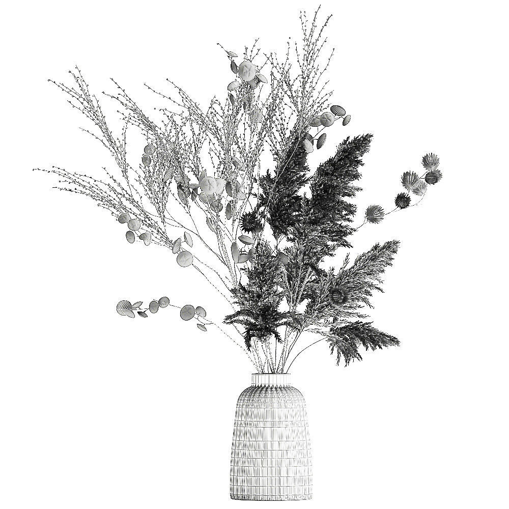 Bouquet of dried flowers in a vase 185 3D model_6