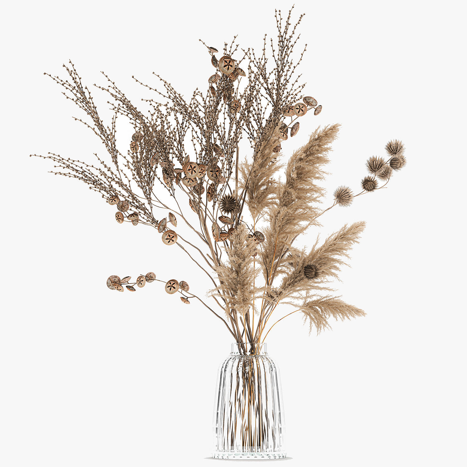 Bouquet of dried flowers in a vase 185 3D model_1