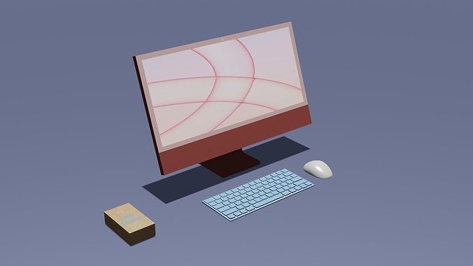 Apple iMac 2021- Red White Free 3D model