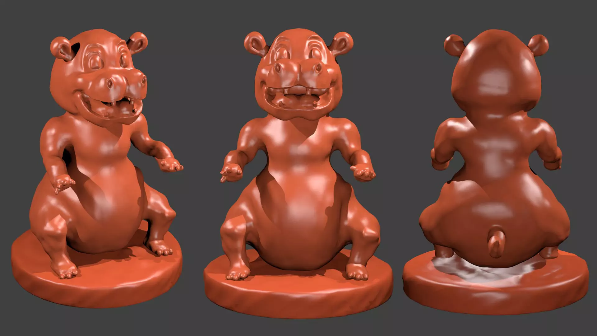 Hippo Cartoon Character Sculpting Work 3D print model