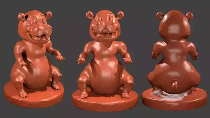 Hippo Cartoon Character Sculpting Work