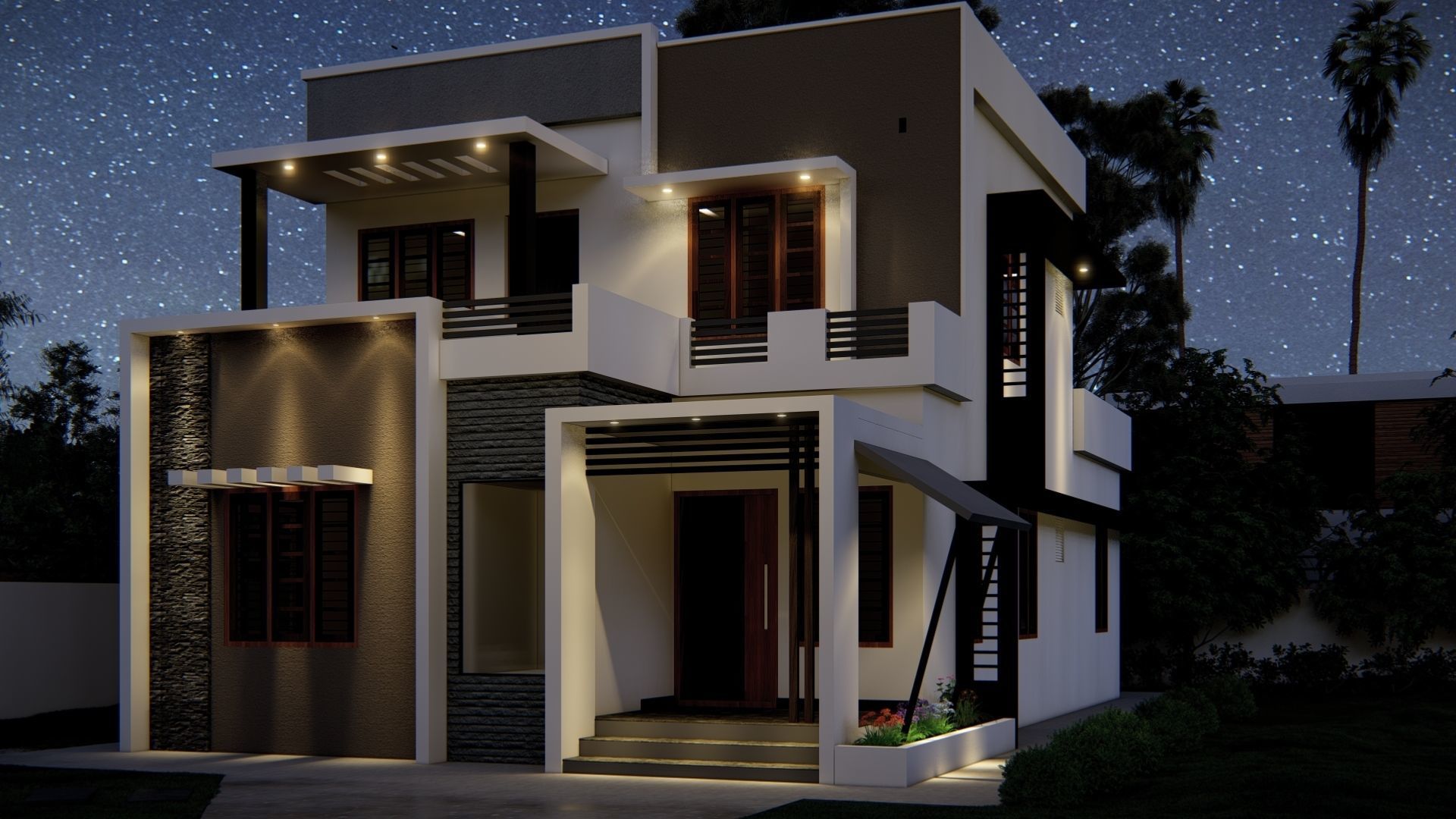 Two story small house 3D model_1