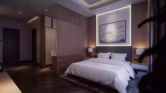 Bedroom Japandi Style Low-poly 3D model