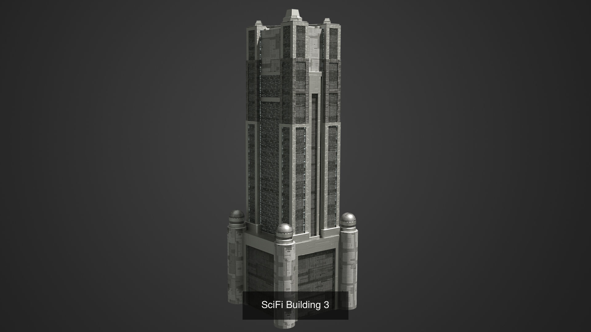SciFi Building Low Poly 3D Model Collection_3