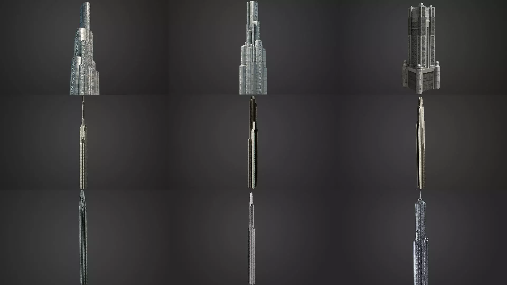 SciFi Building Low Poly 3D Model Collection_0