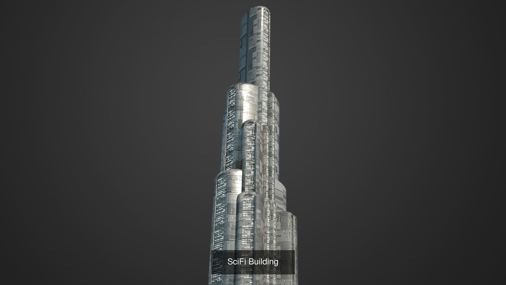 SciFi Building Low Poly 3D Model Collection_1