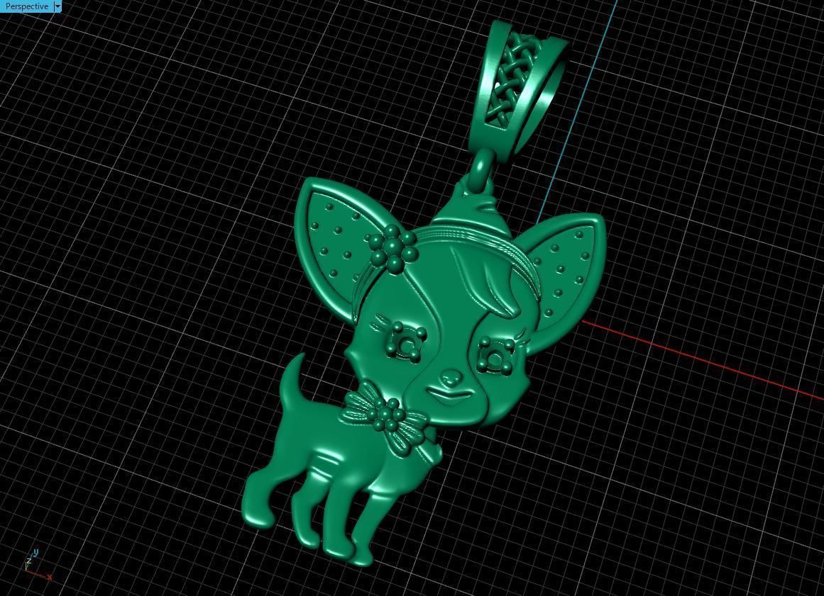 pendant Puppy Chihuahua 3D print model_12