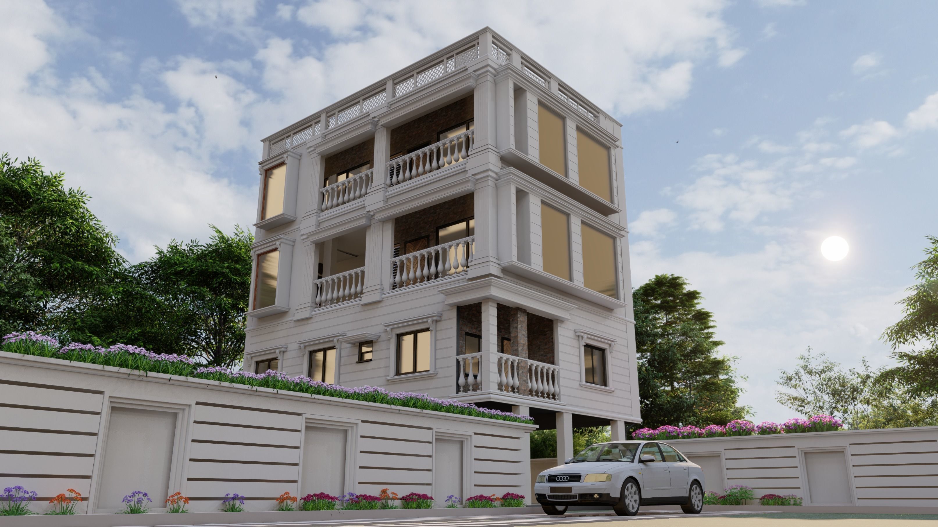 classical building elevation Low-poly 3D model_3