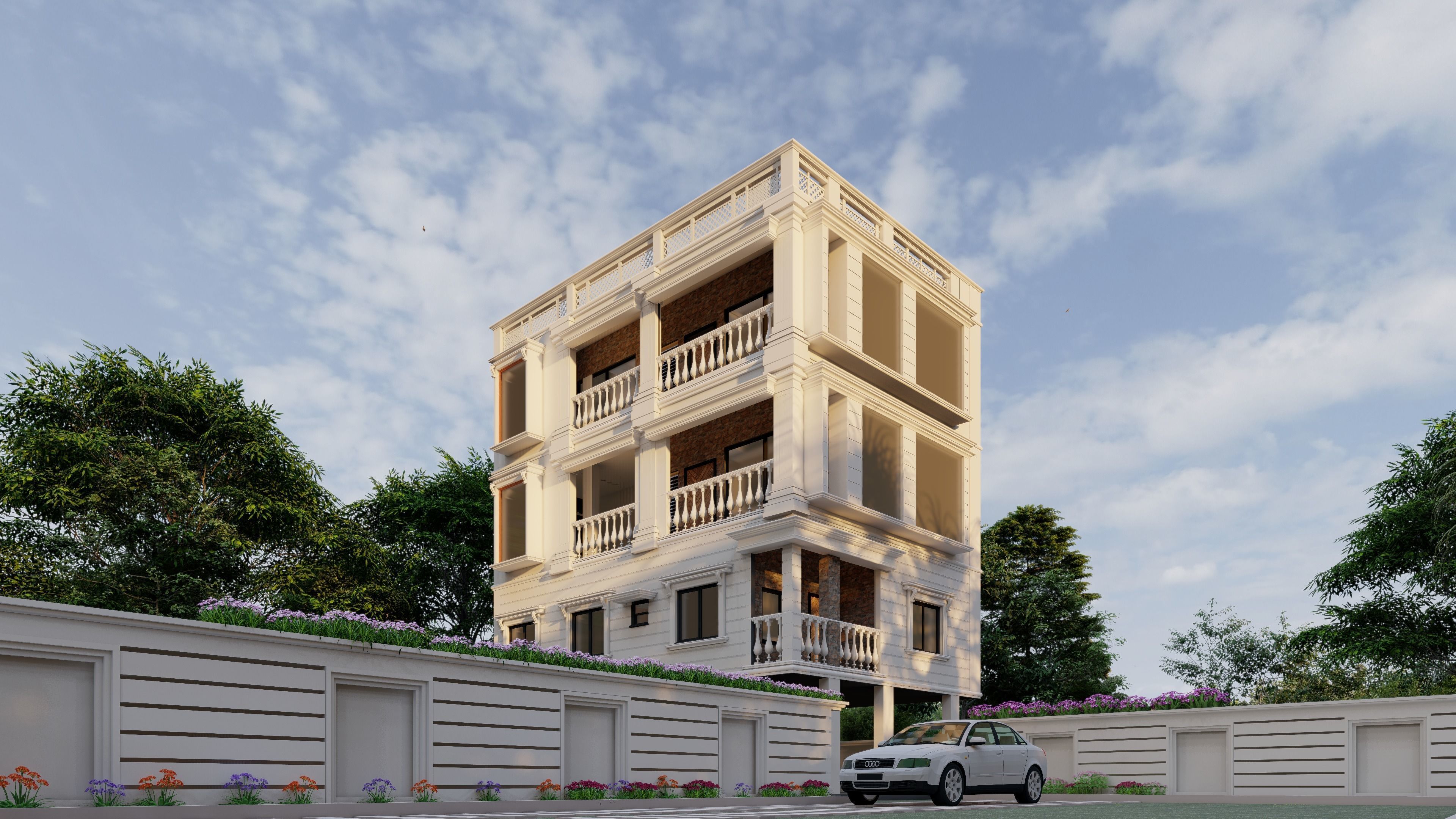 classical building elevation Low-poly 3D model_1