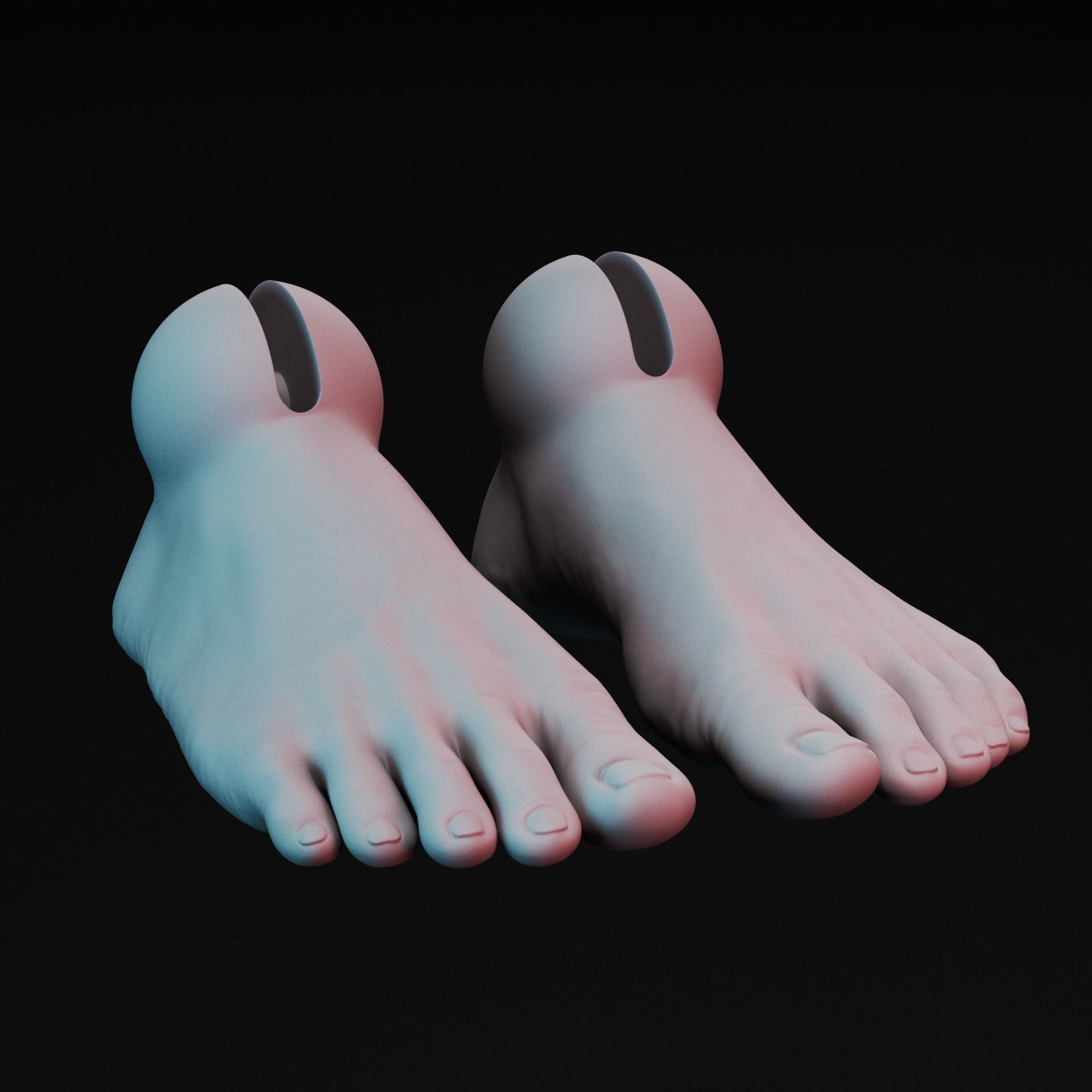 BJD Set of six feet for ball jointed dolls 3D print model_6