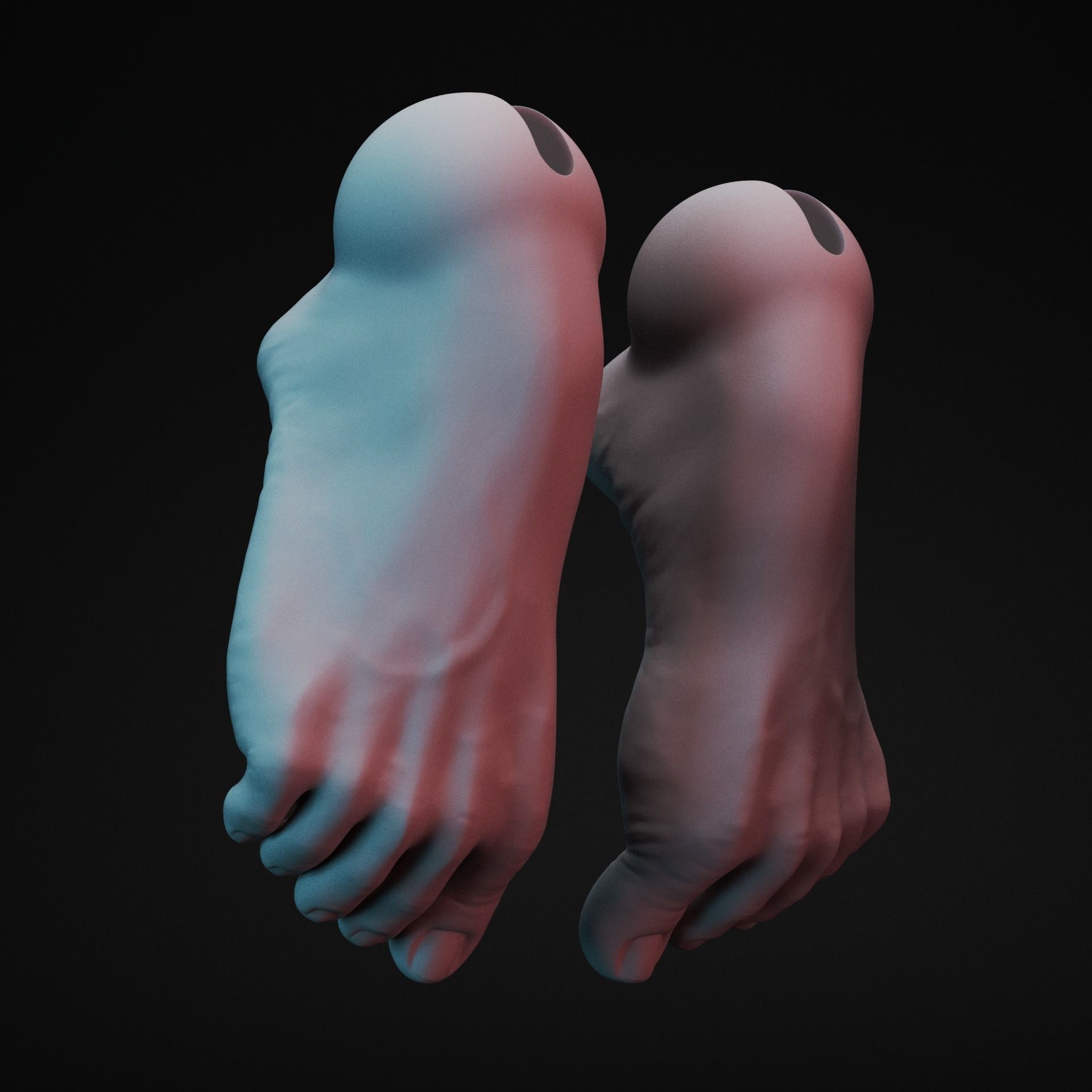 BJD Set of six feet for ball jointed dolls 3D print model_1