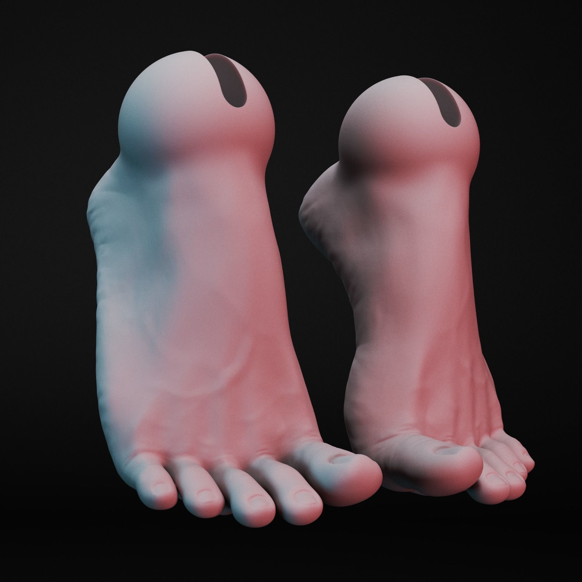 BJD Set of six feet for ball jointed dolls 3D print model_3