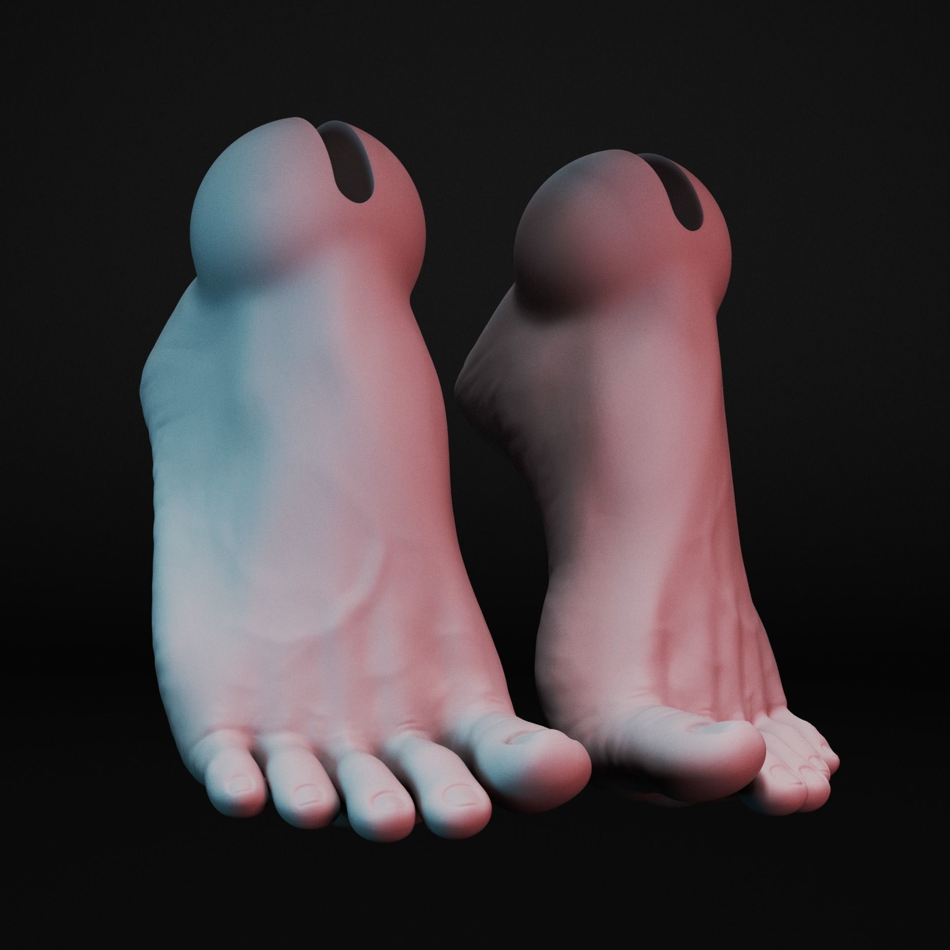 BJD Set of six feet for ball jointed dolls 3D print model_5