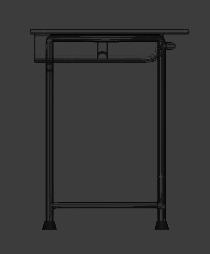 High School Student Classical Desk Low-poly 3D model_7