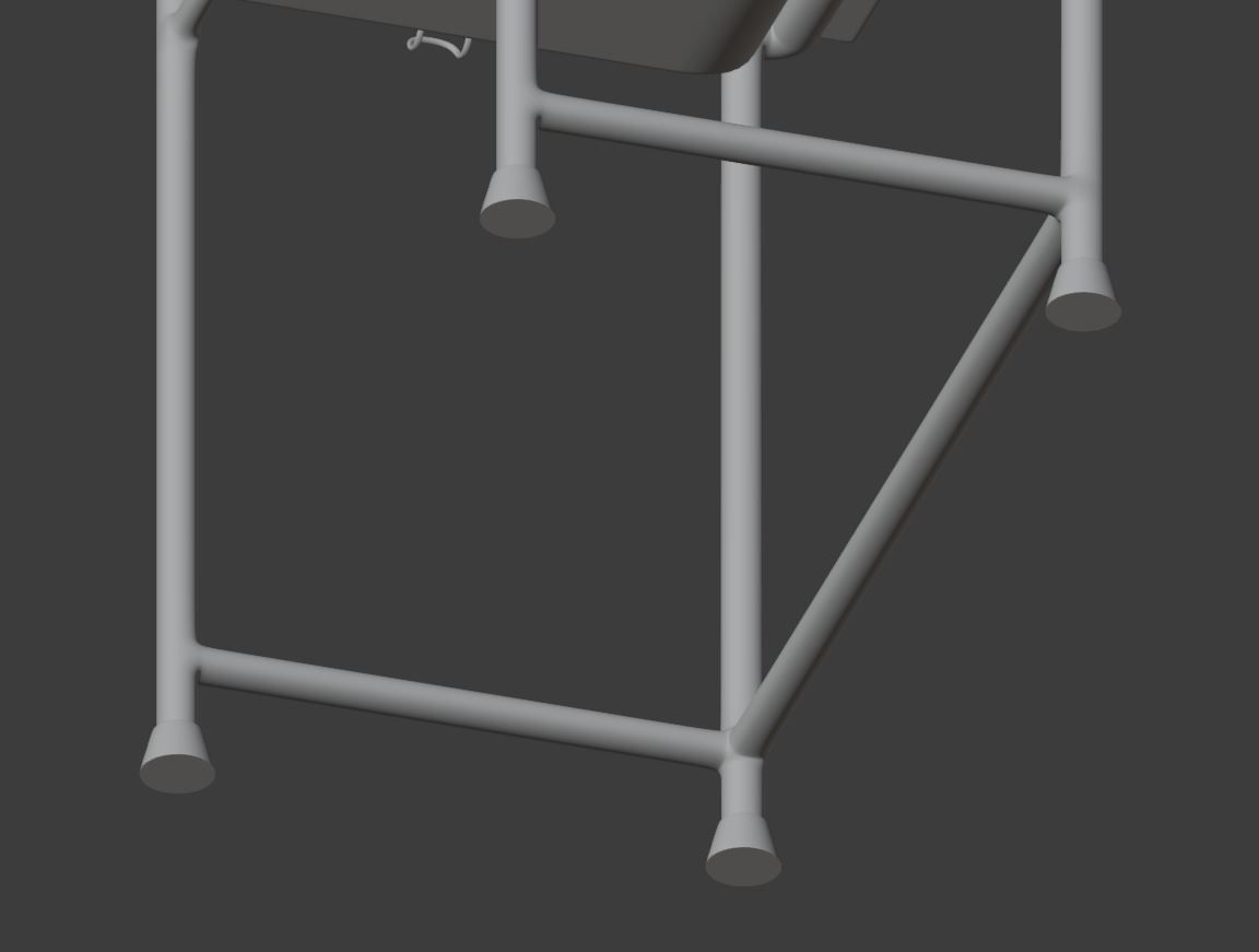 High School Student Classical Desk Low-poly 3D model_15