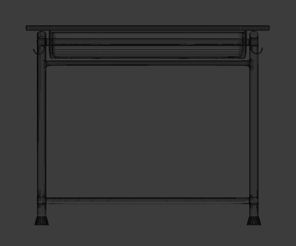 High School Student Classical Desk Low-poly 3D model_5