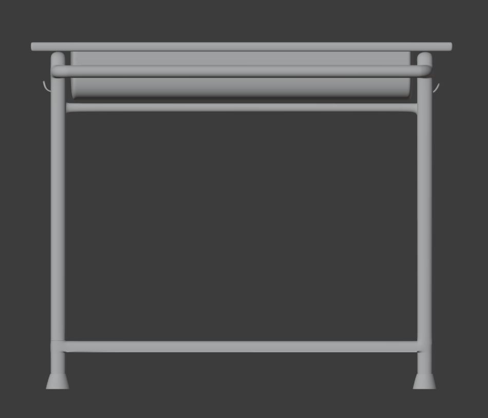 High School Student Classical Desk Low-poly 3D model_8