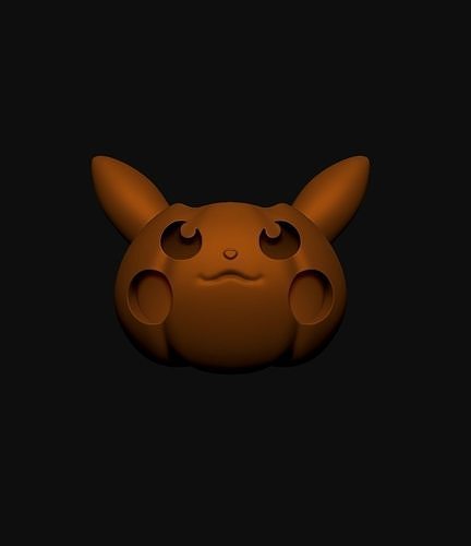 Carved Pumpkin Pikachu Halloween Candleholder Cute Free 3D print model