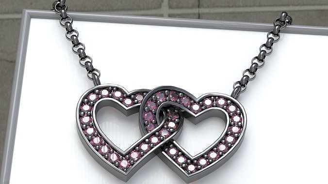 TWO HEARTS PENDANT 3D print model