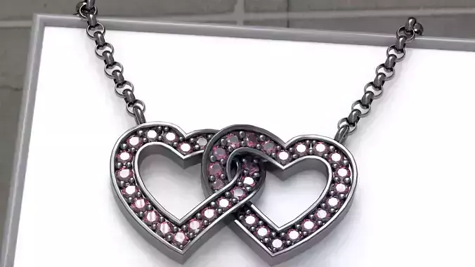 TWO HEARTS PENDANT 3D print model