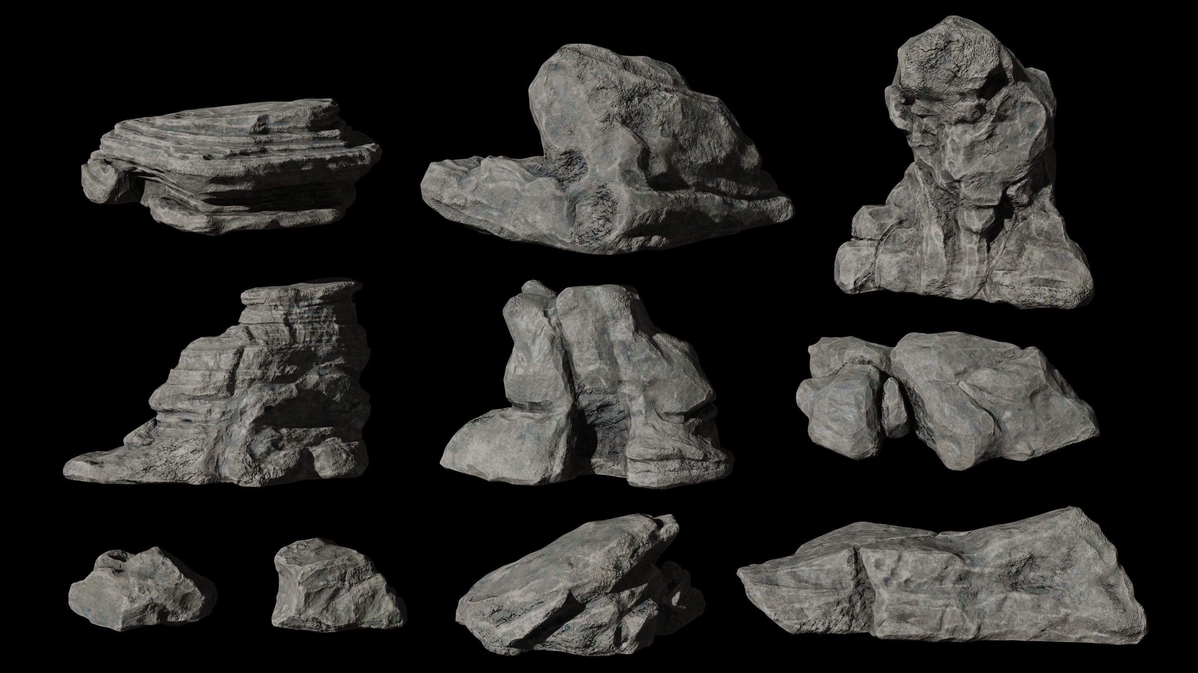 Stone pack Low-poly 3D model_2