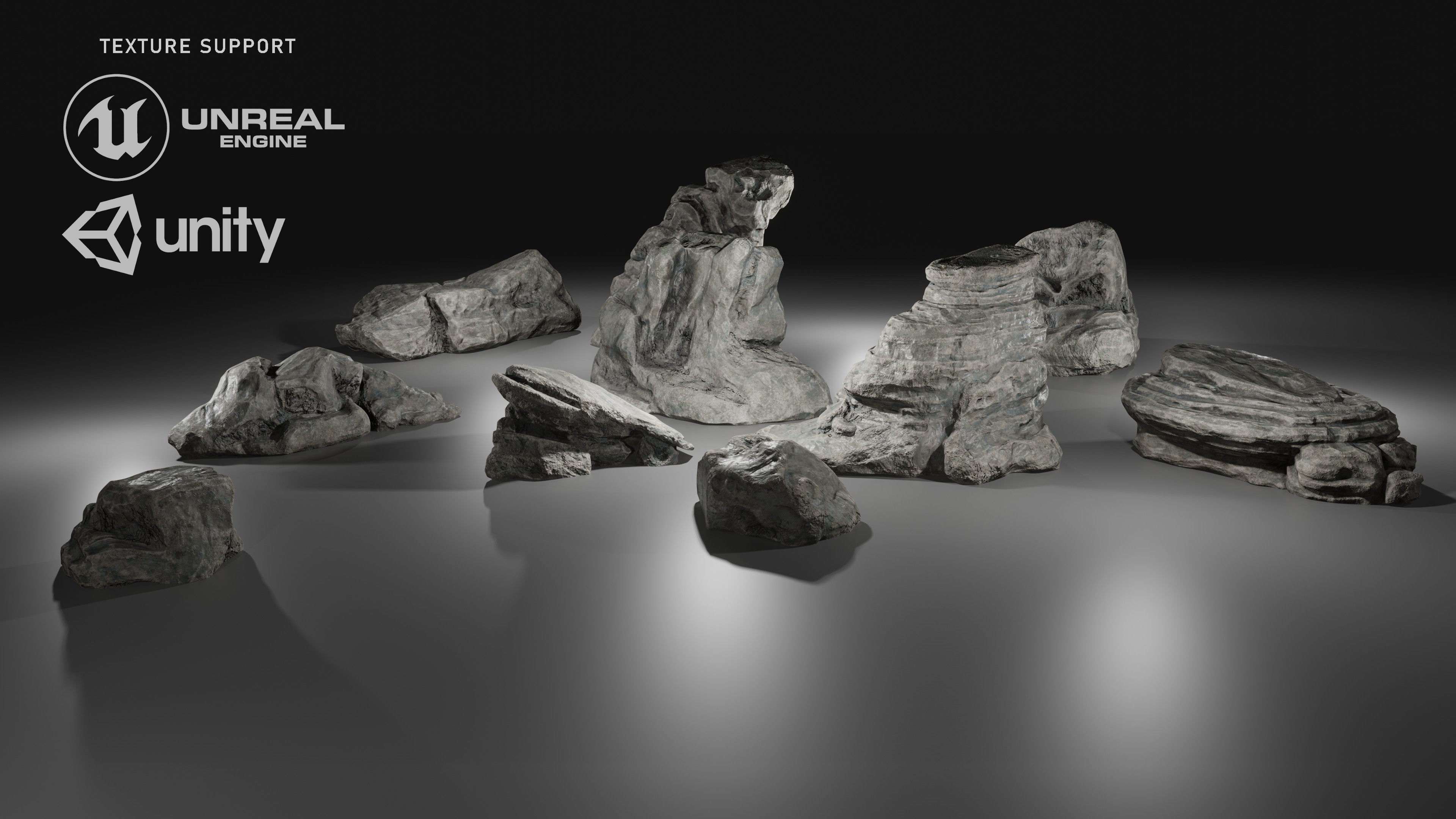 Stone pack Low-poly 3D model_1