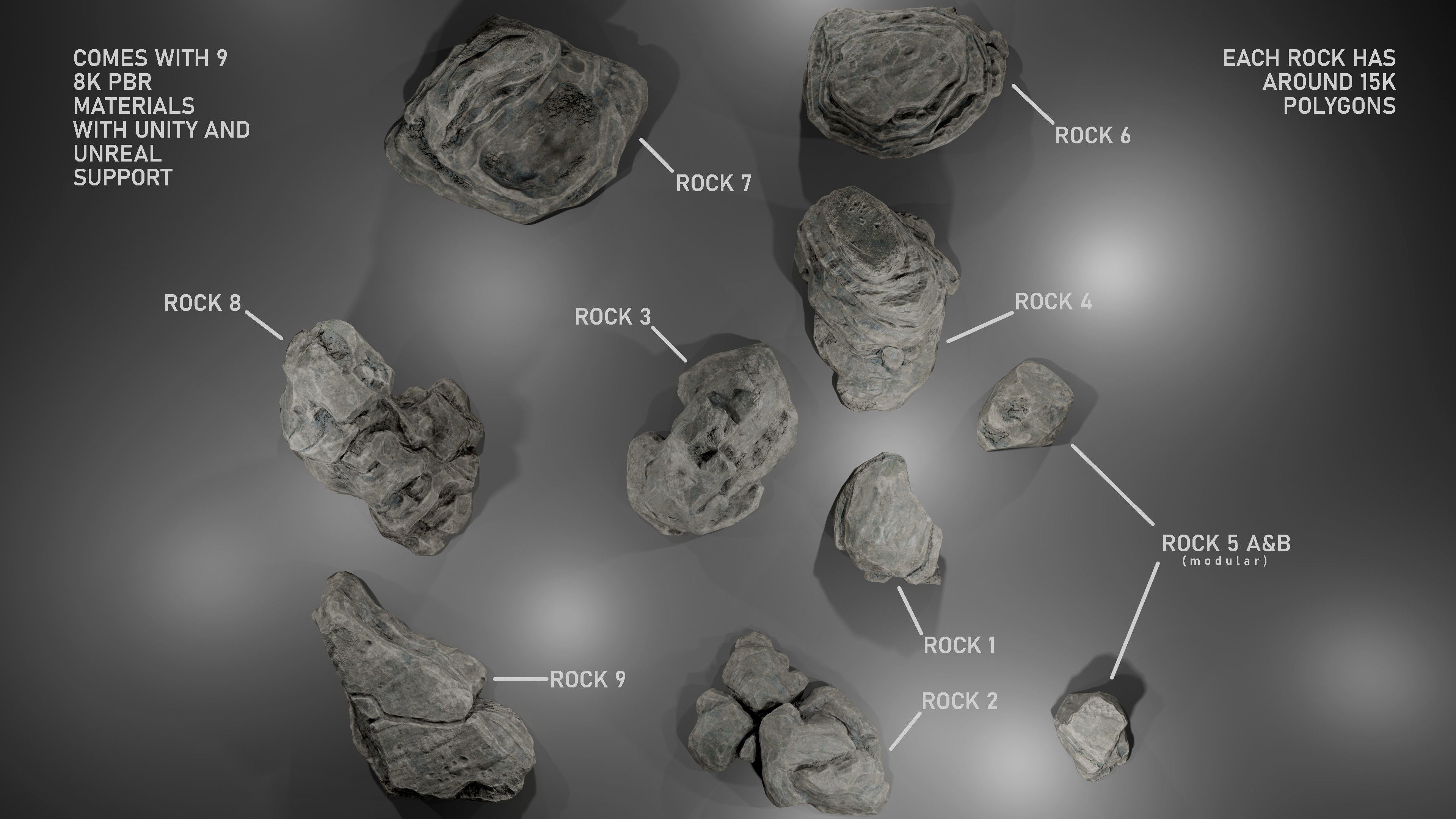 Stone pack Low-poly 3D model_6
